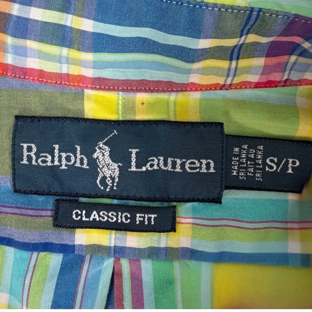 Ralph Lauren Mens Classic Fit Multicolor‎ Plaid Cotton Button Down Shirt Small
